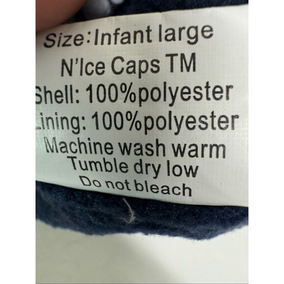 N'Ice Caps toddler fleece hat sherpa lining hook loop chin strap Sz Infant L - Picture 7 of 8